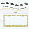 Picture of QUANQIUFEI 2 Pack Bling License Plate Frames, Sparkly Rhinestone Diamond Car License Plate Cover for Women, Stainless Steel Car Accessories with Glitter Crystal Caps (Golden)