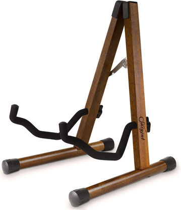 Picture of SNIGJAT Guitar Stand Walnut, Sturdy Acoustic Guitar Stand, Adjustable Electric Guitar Stand, Guitar Display Stand Guitar Floor Stand with Foam Padded, Folding Guitar Stand for Bass Cello Ukulele
