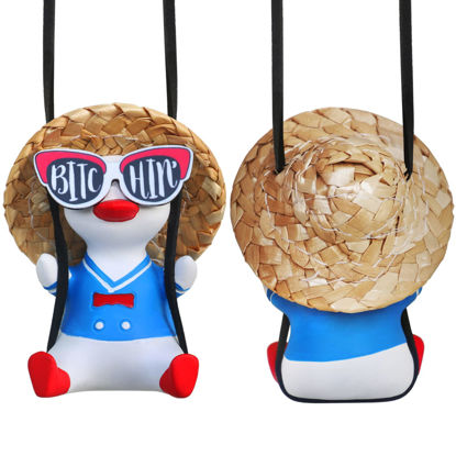 Picture of Cool Swinging Duck Car Hanging Ornament Cute Car Decor Rear View Mirror Accessories Interior for Women Men Teens Truck Rearview Christmas Tree Decorations Things Funny Xmas Gifts for Secret Santa