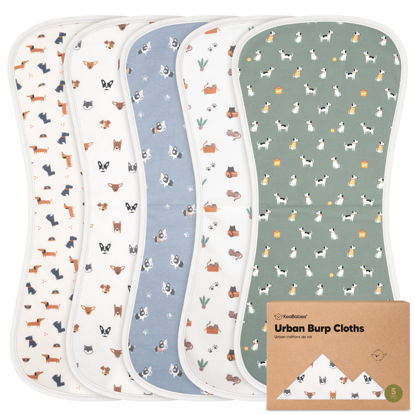 Picture of Organic Burp Cloths for Baby Boys and Girls - 5-Pack Super Absorbent Burping Cloth, Burp Clothes, Soft & Plush, Newborn Milk Spit Up Rags, Burpy Cloth Bib for Unisex, Burping Rags (Pets & Paws)