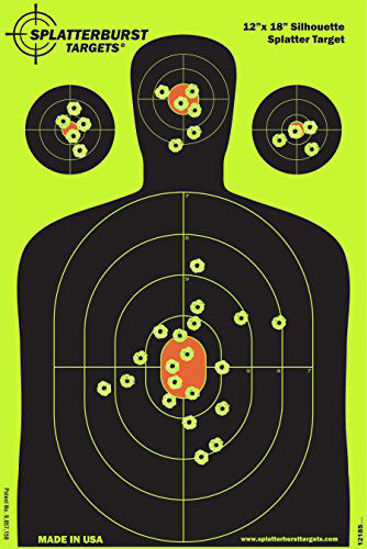 Picture of Splatterburst Targets - 12 x18 inch - Silhouette Splatter Target - Easily See Your Shots Burst Bright Fluorescent Yellow Upon Impact - Made in USA (10 Pack)