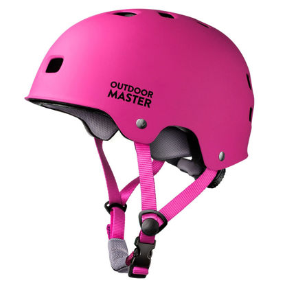 Picture of OutdoorMaster Skateboard Cycling Helmet - Two Removable Liners Ventilation Multi-Sport Scooter Roller Skate Inline Skating Rollerblading for Kids, Youth & Adults - XL - Pink
