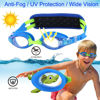 Picture of RUIGAO Kids Swim Goggles Age 2-6, Toddler Goggles No Hair Pull, Child Goggles Padded HeadBand (2PK Goggles - Shark & Blue Fish)