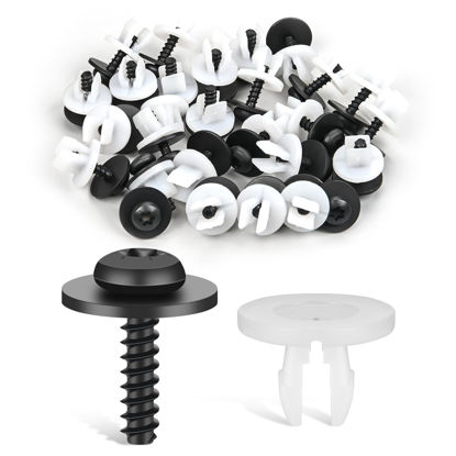 Picture of GOOACC 20 Sets License Plate Screw Kit Engine Splash Shield Screws with Nylon Nuts for Undertray Engine Fender Liner Deflector Grille for Ford Escape F-150 Edge Focus Fusion C-Max S-Max Lincoln