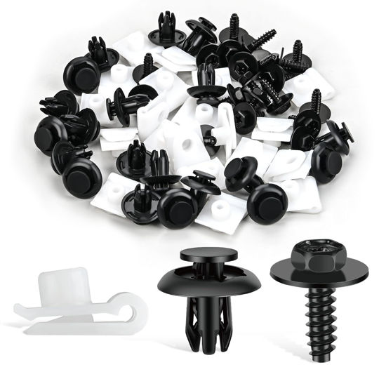 Picture of GOOACC 60Pcs Fender Liner Bumper Cover Splash Shield Hex Head Screw with Nylon U Nuts Push Bumper Fastener Rivet Clips for Fastening Front on Mazda 2, 5, 6, CX-5, CX-7 & CX-9 2014 - 2010