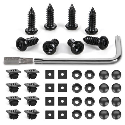 Picture of GOOACC 8 Sets Anti-Theft Stainless Steel License Plate Screw Kit with Anti-Rust Stainless Steel Mounting Hardware and Nylon Fastener Nuts for Securing License Plates Frames on Cars, Trucks, SUVs