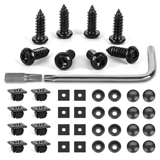 Picture of GOOACC 8 Sets Anti-Theft Stainless Steel License Plate Screw Kit with Anti-Rust Stainless Steel Mounting Hardware and Nylon Fastener Nuts for Securing License Plates Frames on Cars, Trucks, SUVs