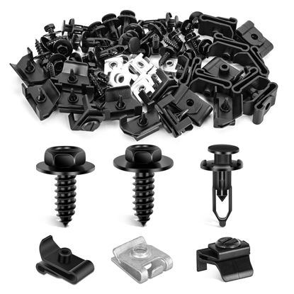 Picture of GOOACC 60PCS Rear Bumper Cover Push-Type Retainer Fender Wheel Housing U-Nut Indented Screw Bumper Cover Clip for Lexus Scion Toyota