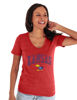 Picture of Blue 84 Kansas Jayhawks Women's Tri-Blend T-Shirt Vintage Arch Over Secondary Color, Red, Medium