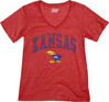 Picture of Blue 84 Kansas Jayhawks Women's Tri-Blend T-Shirt Vintage Arch Over Secondary Color, Red, Medium