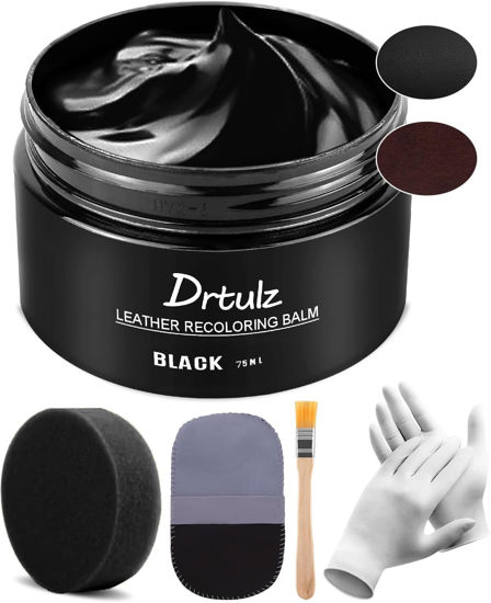 Picture of drtulz Black Leather Recoloring Balm, Leather Color Restorer Conditioner, Leather Repair Kits for Vinyl Furniture, Sofa, Car Seats, Shoes - Repair Leather Color on Faded & Scratched Leather Couches