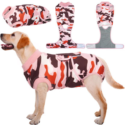 Picture of Kuoser Recovery Suit for Dogs Cats After Surgery, Professional Pet Recovery Shirt Dog Abdominal Wounds Bandages, Substitute E-Collar & Cone,Prevent Licking Dog Onesies Pet Surgery Recovery Suit