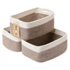 Picture of MiniArk Shelf Storage Baskets for Organizing | Closet Organizer Bins | Small Baskets | Toy Basket | Cute Decorative Basket | Cube Storage Bin | Woven Rope Basket | 13×8.5×5.1” | 3 Packs White Brown