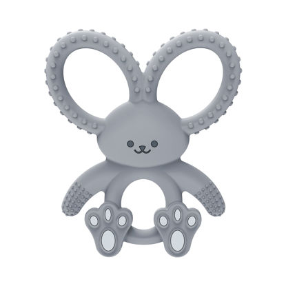 Picture of Dr. Brown's Flexees Gray Bunny, Soft 100% Silicone Baby Teether, BPA Free, 3m+