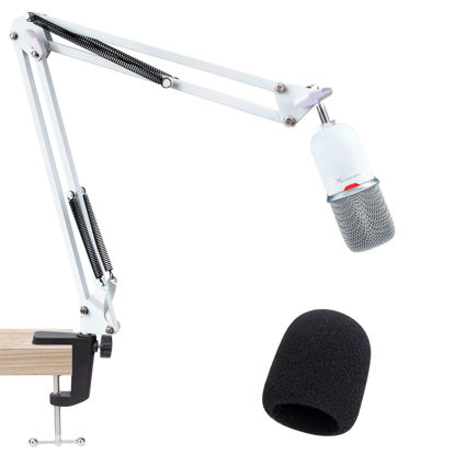 Picture of For HyperX SoloCast White Boom Arm - White Mic Arm Compatible with Hyper x SoloCast, Microphone Boom Arm with Pop Filter, Improve Sound Quality, White Mic Boom Arm for Hyperx SoloCast by SUNMON