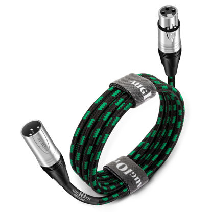 Picture of Augioth XLR to XLR Pro Mic Cable Male to Female XLR Cable 3-pin Green Balanced Shielded Microphone Cable for Amplifier Mixer,Speaker Systems,Recording Studio,10Ft