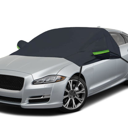 Picture of EcoNour Car Windshield Cover for Ice and Snow, Windshield Snow Cover with Side Mirrors Cover for Snow, Ice, UV Fits Most Cars, Trucks, Vans, SUVs, Black