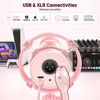 Picture of MAONO XLR/USB Dynamic Microphone Kit, RGB Gaming Mic with Software, Mute, Gain Knob, Volume Control, Boom Arm for Streaming, Podcasting, Voice-Over, Recording-PD200XS Pink