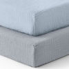 Picture of Blissful Diary Muslin Crib Sheets for Girl Boy, Boho Neutral Soft Cotton Baby Sheet for 52''x28'' Standard Crib Mattress, 2 Pack(Light Blue&Grey)