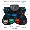 Picture of Electronic Drum Set, Marrilley 9 Drum Practice Pad with Headphone Jack, Roll-up Drum Pad Machine Built-in Speaker Drum Pedals Drum Sticks 10 Hours Playtime, Great Holiday Xmas Birthday Gift for Kids