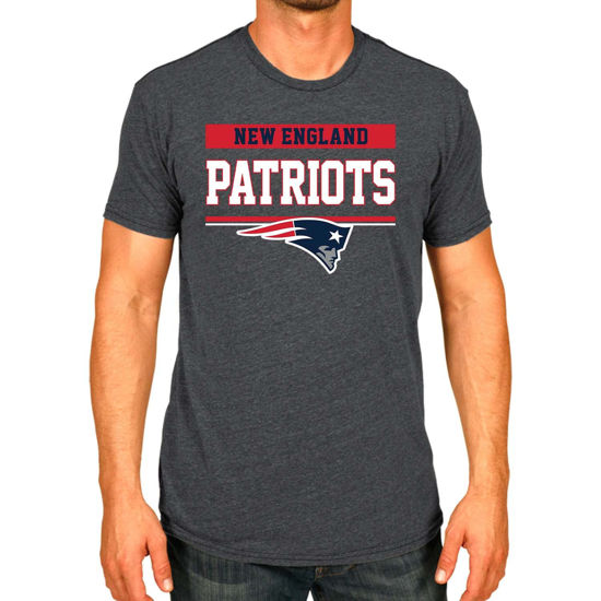 Picture of Team Fan Apparel NFL Adult Team Block Tagless T-Shirt - Cotton Blend - Charcoal - Perfect for Game Day - Comfort and Style (New England Patriots - Charcoal, Adult Small)