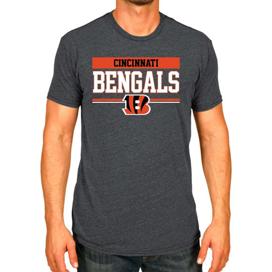 Picture of Team Fan Apparel NFL Adult Team Block Tagless T-Shirt - Cotton Blend - Charcoal - Perfect for Game Day - Comfort and Style (Cincinnati Bengals - Charcoal, Adult Small)