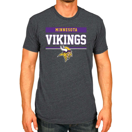 Picture of Team Fan Apparel NFL Adult Team Block Tagless T-Shirt - Cotton Blend - Charcoal - Perfect for Game Day - Comfort and Style (Minnesota Vikings - Charcoal, Adult X-Large)