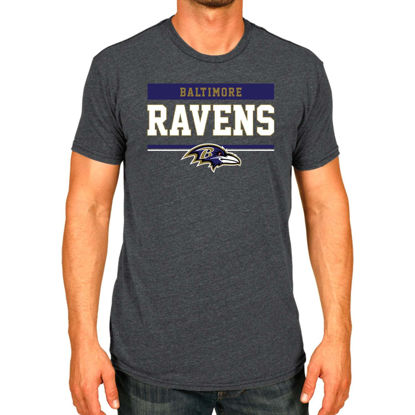Picture of Team Fan Apparel NFL Adult Team Block Tagless T-Shirt - Cotton Blend - Charcoal - Perfect for Game Day - Comfort and Style (Baltimore Ravens - Charcoal, Adult X-Large)