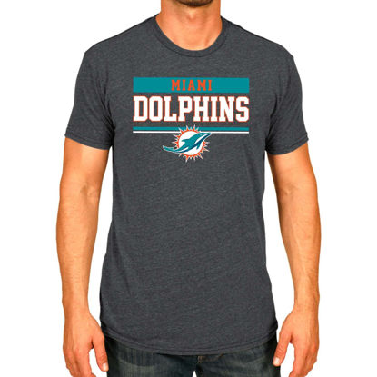 Picture of Team Fan Apparel NFL Adult Team Block Tagless T-Shirt - Cotton Blend - Charcoal - Perfect for Game Day - Comfort and Style (Miami Dolphins - Charcoal, Adult Small)