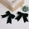 Picture of Velvet Dark Green Hair Bows Clips 4" Christmas Party Dress Decor Accessory for Toddler Teen Girls Big Fall Velvet Ribbon Bow-knot Alligator Barrettes Hairpins Kids New Year Gift