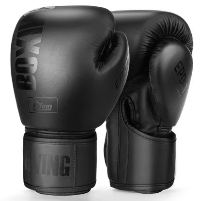 Picture of Boxing Gloves for Men and Women Suitable for Boxing Kickboxing Mixed Martial Arts Muay Thai MMA Heavy Bag Fighting Training (Black, 16oz)