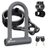 Picture of Sportneer Bike Lock - Heavy Duty Anti Theft Bike U Lock with 5ft Security Steel Cable - 17mm Shackle Bicycle U-Locks with Keys & Sturdy Mounting Bracket for Road, Mountain, Electric Bike, Grey