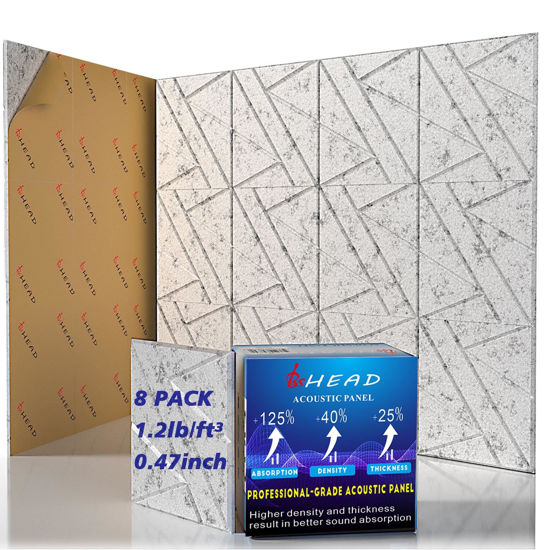 Picture of 8 Pack Self-Adhesive Soundproof Wall Panels, 12 x 12 x 0.47 In Sound Proof Foam Panels for Walls, 1.2lb/ft³ High Density, Thicker 0.47in, Acoustic Panels, Noise Dampening Panels Studio Gray