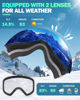 Picture of Snowalva Ski Goggles, Frameless OTG Snowboard Goggles with 2 UV400 Magnet Ski Lenses for Men & Women, Valentine's Day Gifts