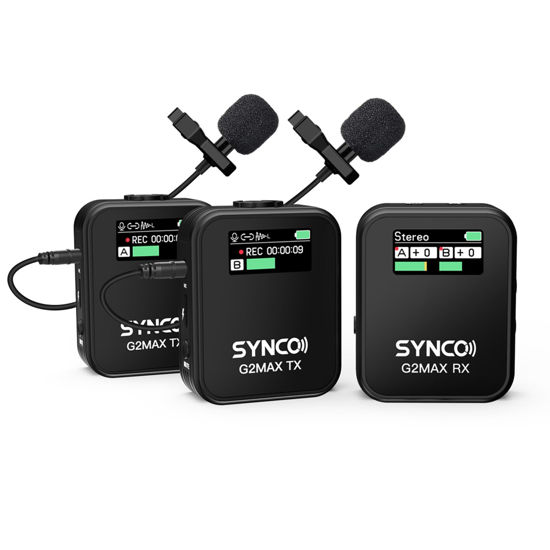 Picture of SYNCO Wireless Lavalier Microphone, G2(A2) MAX 2.4G Dual Transmitter 24 Hours Recording 656FT 8H for Online Class Vlog Stream YouTube for DSLR Phone Laptop, Professional-Lapel-Mics-for-Cameras