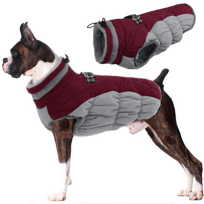 Picture of Lelepet Warm Dog Winter Coat,XX-Large Dog Coat Waterproof Dog Jacket with Harness Dog Cold Weather Coats Windproof Reflective Dog Fleece Vest Turtleneck Zippered Dog Snowsuit Dog Coats for Large Dogs