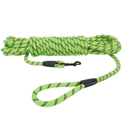 Picture of Hi Kiss Check Cord Large,Medium Small Dogs/Puppy Obedience Recall Training Agility Lead - 15ft 20ft 30ft 50ft Training Leash(Green 20ft-Diam 1/2"-1 Hook)