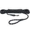 Picture of Hi Kiss Check Cord Large,Medium Small Dogs/Puppy Obedience Recall Training Agility Lead - 15ft 20ft 30ft 50ft Training Leash(Blck 30ft-Diam 1/2"-1 Hook)