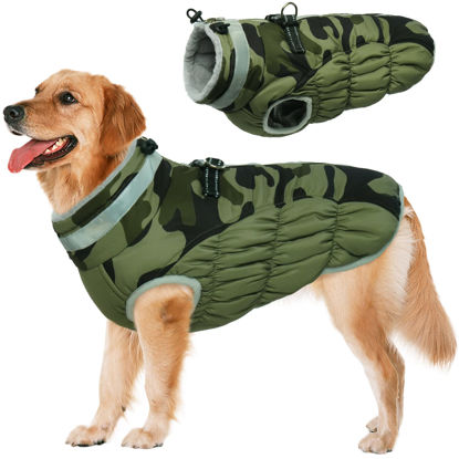 Picture of Lelepet Dog Coat,Dog Winter Coat XX-Large Dog Coat Waterproof Dog Jacket with Harness Windproof Dog Padded Vest Reflective Dog Fleece Jacket Turtleneck Zippered Dog Snow Coat Dog Coats for Large Dogs