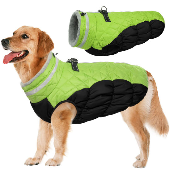 Picture of Lelepet Warm Dog Winter Coat,X-Large Dog Coat Waterproof Dog Jacket with Harness Dog Cold Weather Coats Windproof Reflective Dog Fleece Vest Turtleneck Zippered Dog Snowsuit Dog Coats for Large Dogs