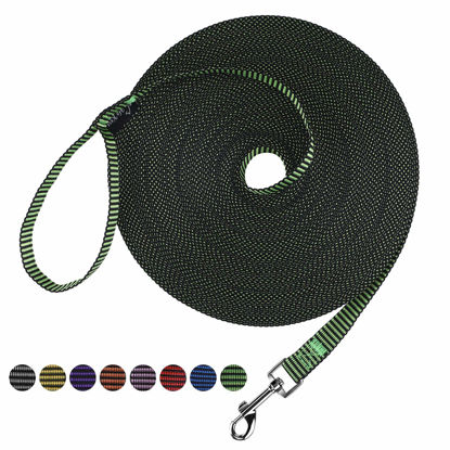 Picture of Hi Kiss Dog/Puppy Obedience Recall Training Agility Lead - 15ft 20ft 30ft 50ft 100ft Training Leash - Great for Training, Play, Camping, or Backyard(15ft,Black_Green)