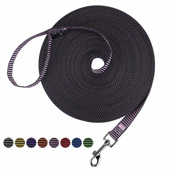 Picture of Hi Kiss Dog/Puppy Obedience Recall Training Agility Lead - 15ft 20ft 30ft 50ft 100ft Training Leash - Great for Training, Play, Camping, or Backyard(30ft,BL+PK)