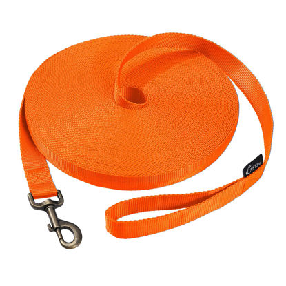 Picture of HIKISS Long Dog Leash Obedience Recall Training Agility Lead with Thickening Material for Large Dog - 15ft 20ft 30ft 50ft 100ft Training Leash(Orange 50ft)