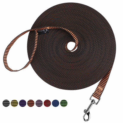 Picture of Hi Kiss Dog/Puppy Obedience Recall Training Agility Lead - 15ft 20ft 30ft 50ft 100ft Training Leash - Great for Training, Play, Camping, or Backyard(100ft,Black_Orange)