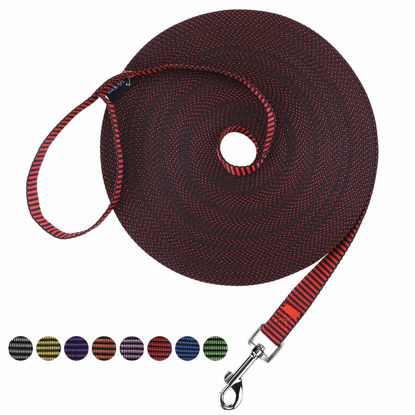Picture of Hi Kiss Dog/Puppy Obedience Recall Training Agility Lead - 15ft 20ft 30ft 50ft 100ft Training Leash - Great for Training, Play, Camping, or Backyard(50ft,Black_red)