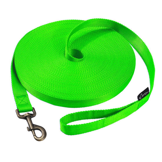 Picture of HIKISS Long Dog Leash Obedience Recall Training Agility Lead with Thickening Material for Large Dog - 15ft 20ft 30ft 50ft 100ft Training Leash(Green 20ft)