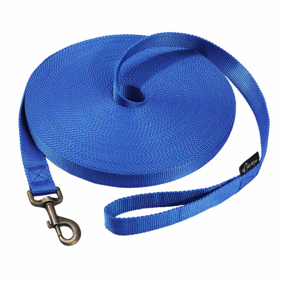 Picture of HIKISS Long Dog Leash Obedience Recall Training Agility Lead with Thickening Material for Large Dog - 15ft 20ft 30ft 50ft 100ft Training Leash(Blue 50ft)