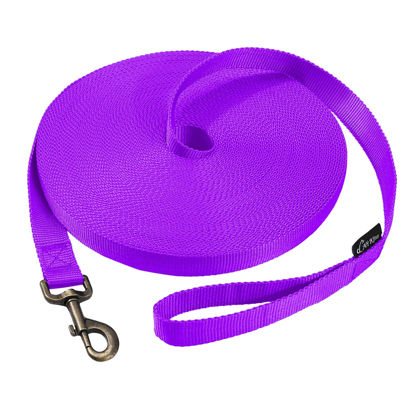 Picture of HIKISS Long Dog Leash Obedience Recall Training Agility Lead with Thickening Material for Large Dog - 15ft 20ft 30ft 50ft 100ft Training Leash(Purple 100ft)