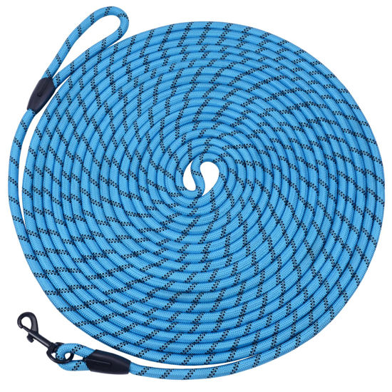 Picture of Hi Kiss Check Cord Large,Medium Small Dogs/Puppy Obedience Recall Training Agility Lead - 15ft 20ft 30ft 50ft Training Leash(Sky Blue 50ft-Diam 1/3"-1 Hook)