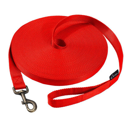 Picture of HIKISS Long Dog Leash Obedience Recall Training Agility Lead with Thickening Material for Large Dog - 15ft 20ft 30ft 50ft 100ft Training Leash(Red 50ft)